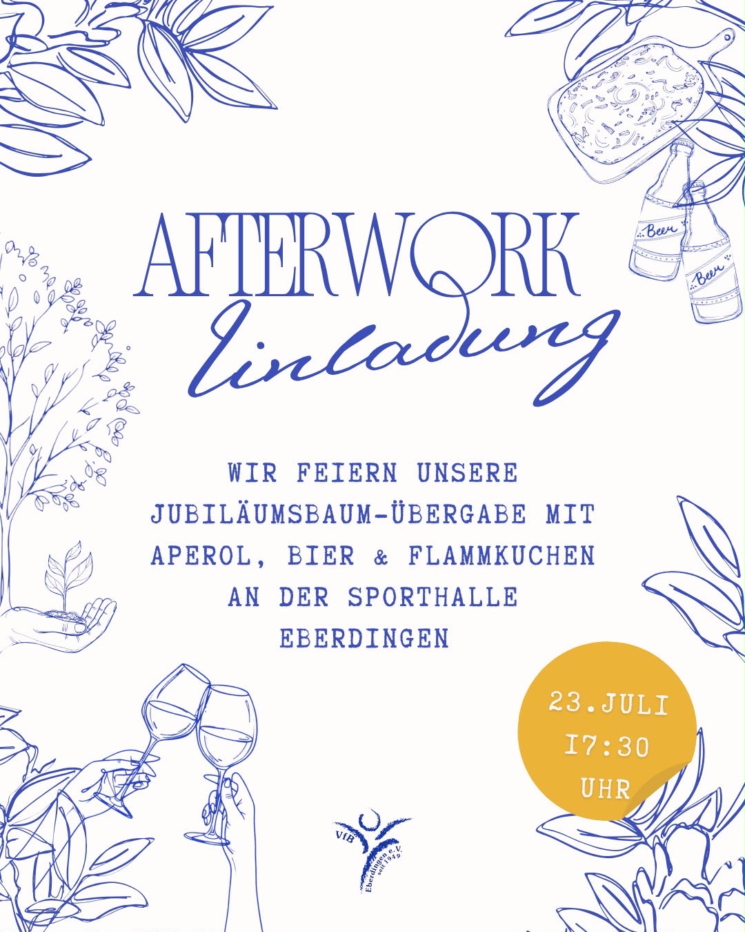 🌳🍹 Afterwork-Einladung zur Jubiläumsbaum-Übergabe